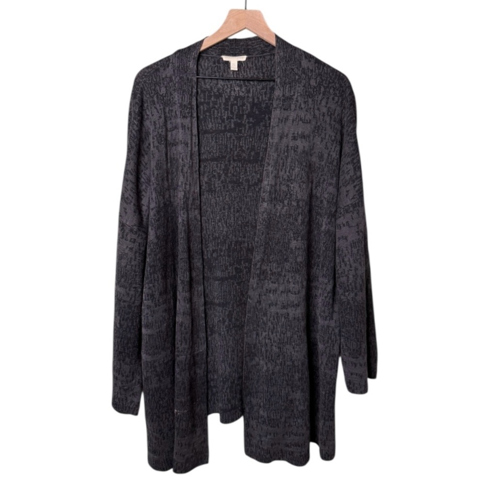 Eileen Fisher Linen‎ Organic Cotton Open Front Cardigan Sweater Grey Size Large